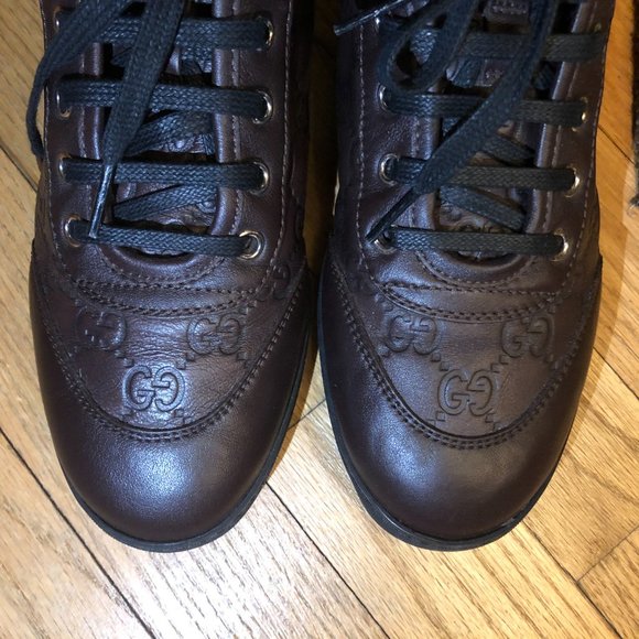 Gucci Brown Leather GG boots size 37 in original GG box/ wrapping New Authentic - Picture 8 of 16
